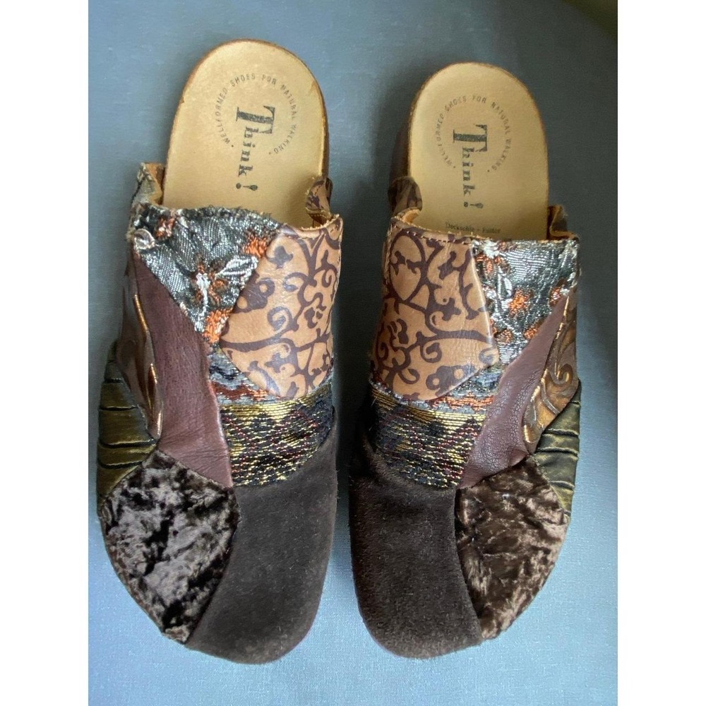 Think Shoes Mules Slip On 9.5 Boho Festival Praire Travel Comfy